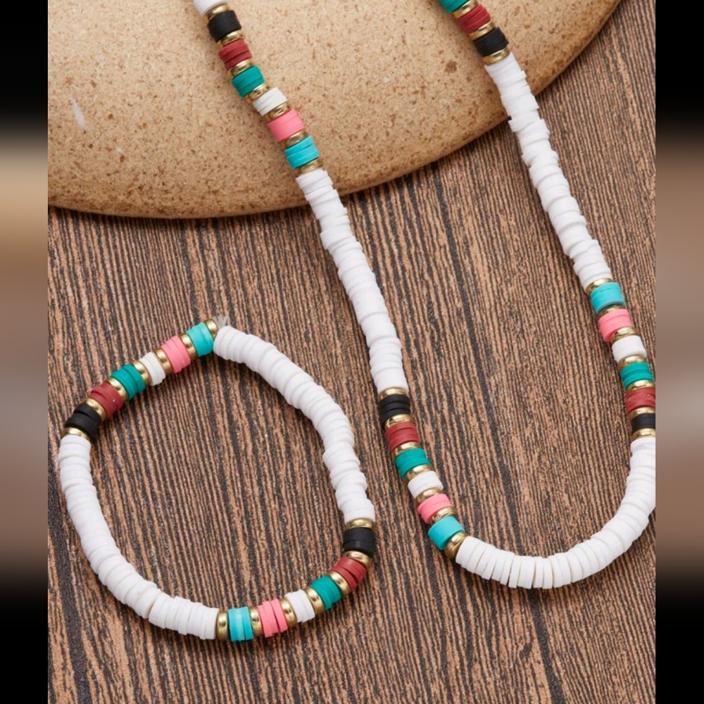 🍉5 for $25* Flat Clay Bead Surfer Necklace & Bracelet